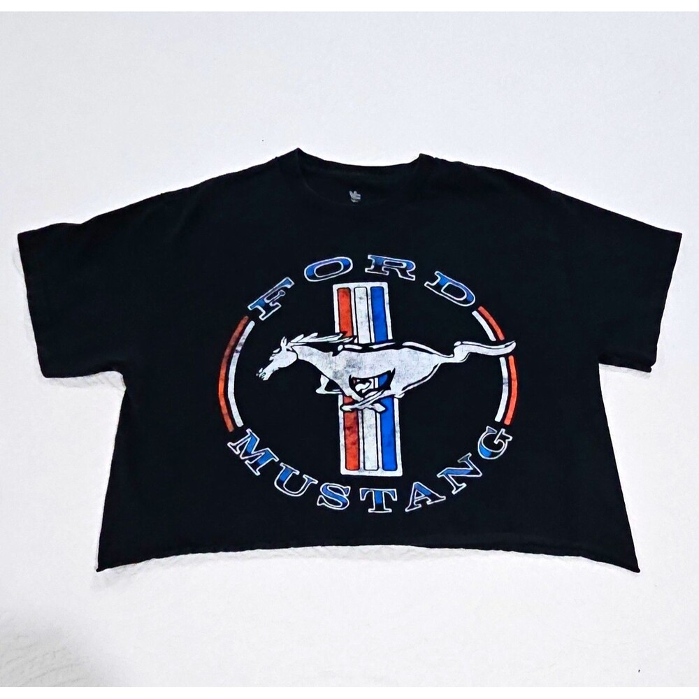 Junk Food Ford Mustang Crop Top Women’s Small Black Vintage Graphic Tee